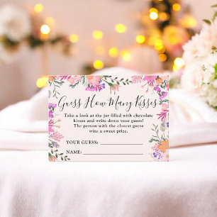 Cartão De Informações Jogo de Chuva de Noiva Floral Adivinhe Quantos Bei