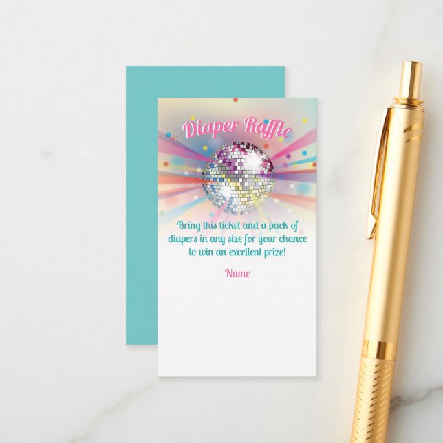 Cartão De Informações Jogo de Fralda de Bola de Disco Raffle (Frente/Verso In Situ)