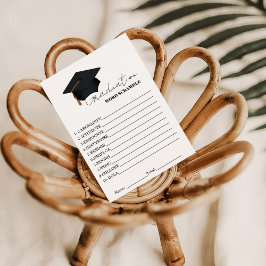 Cartão De Informações Jogo de palavras embaralhadas de formatura simples