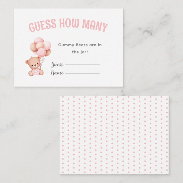 Cartão De Informações Jogo do Chá de fraldas do Urso de Teddy (Frente/Verso)