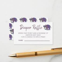 Cartão De Informações Jogo do Chá de fraldas Raffle da Fralda de Elefant