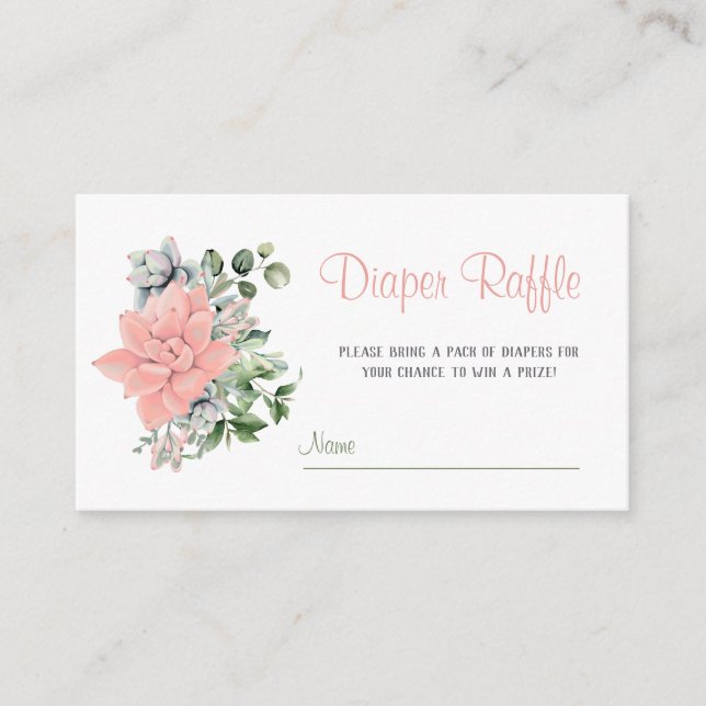 Cartão De Informações Jogo Eucalyptus com Fralda Verde Suculente Raffle (Frente)