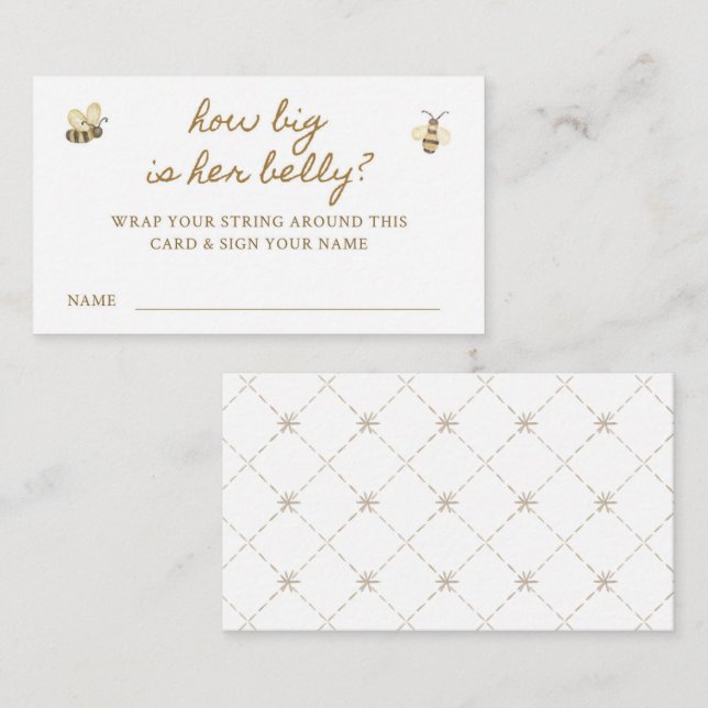 Cartão De Informações Jogo Pequeno Belly Chá de fraldas de Abelhas (Frente/Verso)