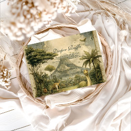 Cartão De Informações Jungle Dinosaur Baby Shower Diapper Raffle