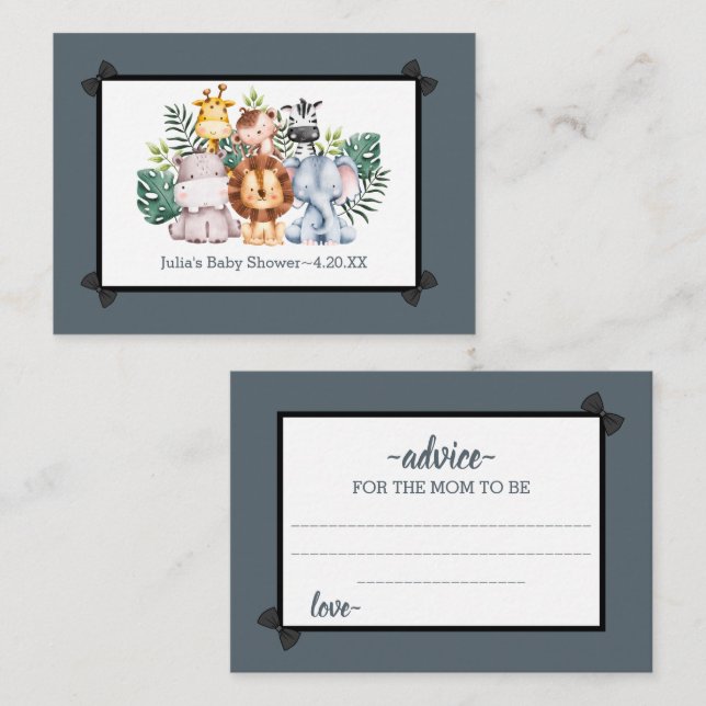 Cartão De Informações Jungle Safari — aconselhamento sobre Chás de frald (Frente/Verso)