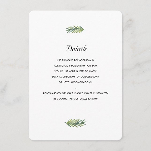 Cartão De Informações Kauai Wedding Insert (Frente)