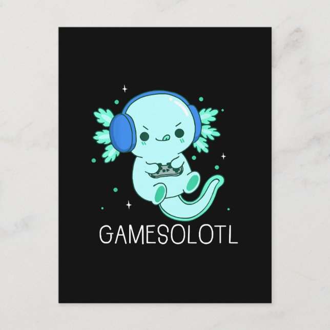 Cartão De Informações Kawaii Gamesolotl Axolotl Gamer (Frente)