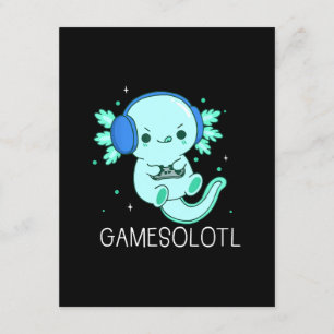 Cartão De Informações Kawaii Gamesolotl Axolotl Gamer