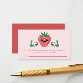 Cartão De Informações Kawaii Strawberry Chá de fraldas Fralda Raffle