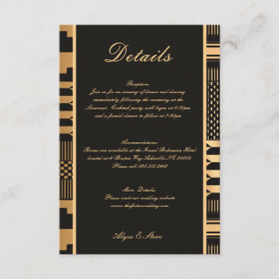 Cartão De Informações Kente Preto e Dourado