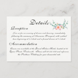 Cartão De Informações King Protea Watercolor Floral Elegant Wedding