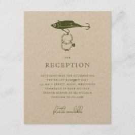 Cartão De Informações Kraft Brown Rustic Fish Lure Rings Moss Green