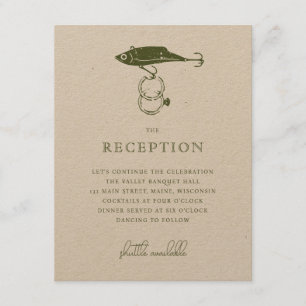 Cartão De Informações Kraft Brown Rustic Fish Lure Rings Moss Green