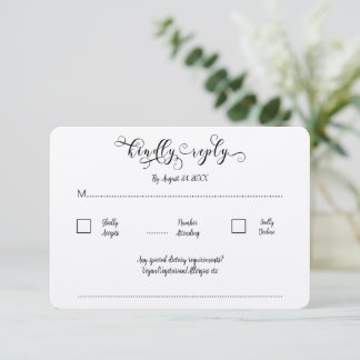 Cartão De Informações Kraft Calligrapy Script Traditional Wedding RSVP