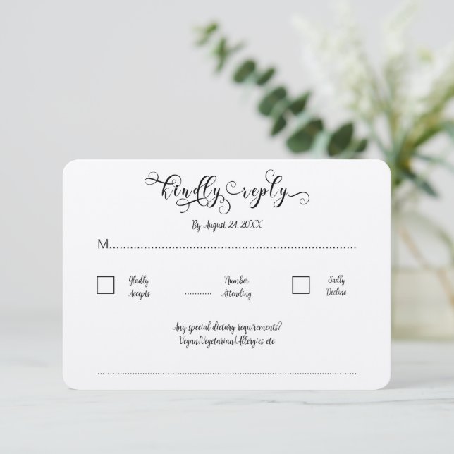 Cartão De Informações Kraft Calligrapy Script Traditional Wedding RSVP (Em pé/Frente)