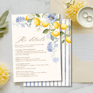 Cartão De Informações La Dolce Vita Lemon Citrus detalhes do casamento
