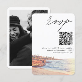 Cartão De Informações La Jolla Casamento Moderno Código QR de Confirmaçã