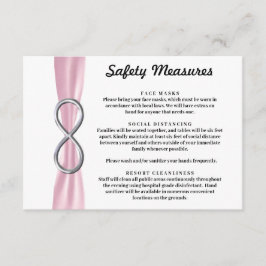 Cartão De Informações Laço Rosa Infinito Prateado Medidas de Segurança