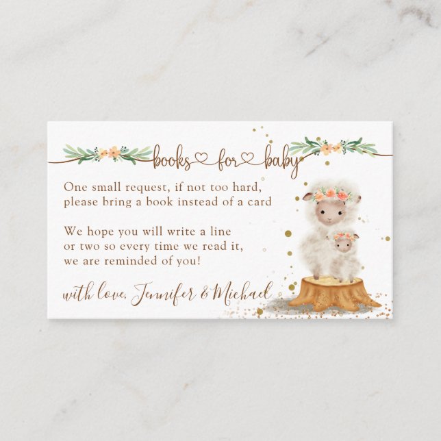 Cartão De Informações Lamb Ovelhas Novas Mamães Livros para Bebê (Frente)