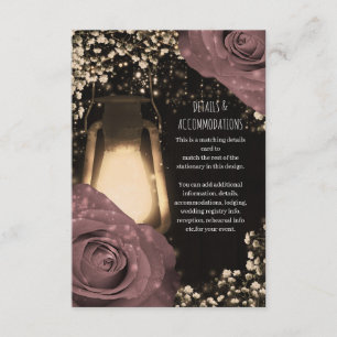 Cartão De Informações Lanterna Rustic Glow Rosas Rosa Empoeiradas Casame