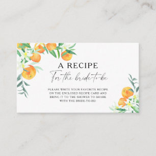 Cartão De Informações Laranja Cítrica - Receita para a noiva