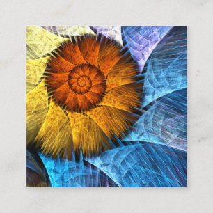 Cartão De Informações Laranja Floral Amarelo Azul Abstrato Art
