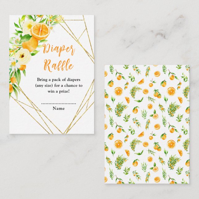 Cartão De Informações Laranjas Chá de fraldas de Citros Raffle (Frente/Verso)