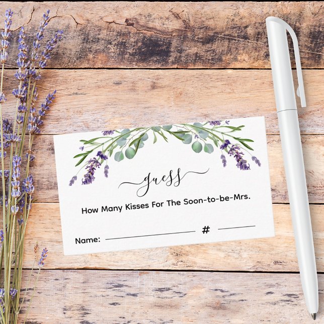 Cartão De Informações Lavanda adivinha quantos beija o jogo do chá de pa (Criador carregado)