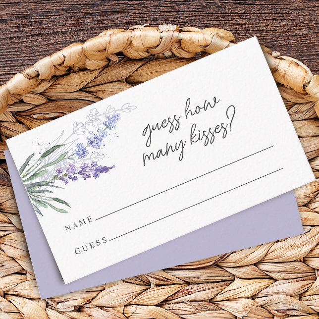 Cartão De Informações Lavanda adivinha quantos jogos de Chá de panela de (Lavender Guess How Many Kisses Bridal Shower Game Enclosure Card)