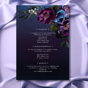 Cartão De Informações Lavanda Azul Escuro Casamento Moderno Floral Moder