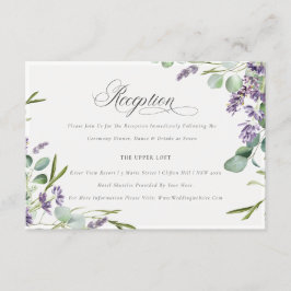 Cartão De Informações Lavanda Eucalyptus Foliage Recepção de casamento