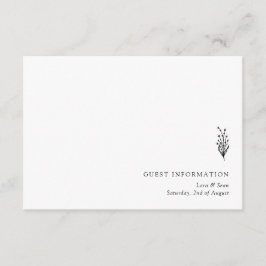 Cartão De Informações Lavanda flexível preto e branco minimalista modern