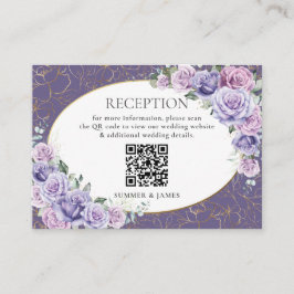Cartão De Informações Lavanda Lilar Roxo Recepção de casamento Floral QR