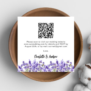 Cartão De Informações Lavandas florais Código QR Casamento RSVP