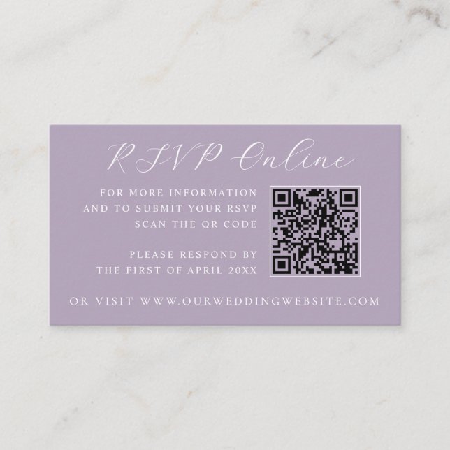 Cartão De Informações Lavender Castle QR Code Wedding Website RSVP  (Frente)