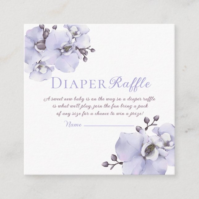 Cartão De Informações Lavender Orchid Baby Shower Diaper Raffle Tickets (Frente)