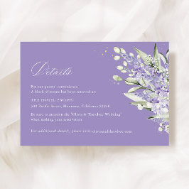 Cartão De Informações Lavender & Sage Green Floral Wedding Hotel Details