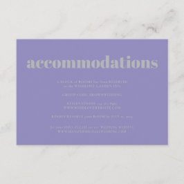 Cartão De Informações Lavender Silver Minimalist Wedding Accommodations