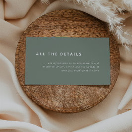 Cartão De Informações Layout mínimo | Pormenores sobre Casamento Verde d