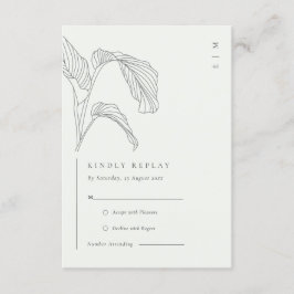 Cartão De Informações Leafy Palm Sketch Recepção de casamento branca pre