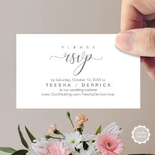 Cartão De Informações Lembrete do Site de Casamento RSVP, Clássica Moder
