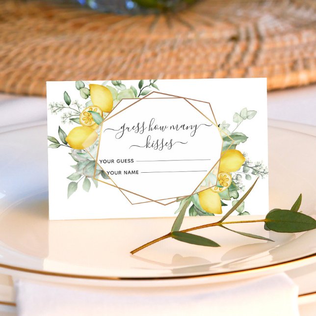Cartão De Informações Lemon Citrus Adivinha Quantos Kisses Jogo De Brida (Criador carregado)