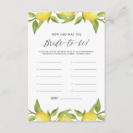 Cartão De Informações Lemon Greenery com Aquarela Quantos Anos Tinha A N