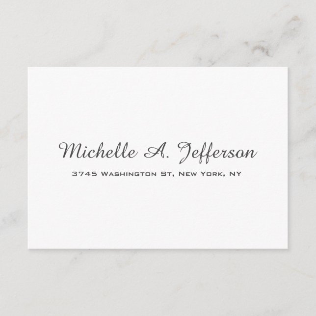 Cartão De Informações Letra clássica com manuscrito criativo branco de t (Frente)