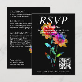 Cartão De Informações 🌈 LGBTQ QR RSVP +Detalhes do Casamento Petals &