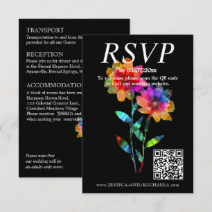 Cartão De Informações 🌈 LGBTQ QR RSVP +Detalhes do Casamento Petals &