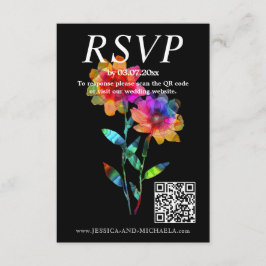 Cartão De Informações 🌈 LGBTQ QR RSVP +Detalhes do Casamento Petals &
