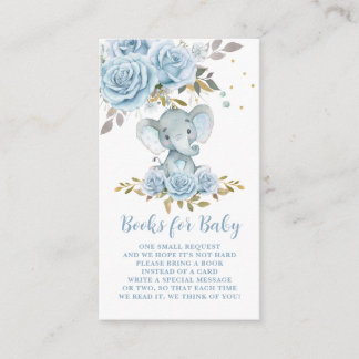 Cartão De Informações Light Blue Floral Cute Elephant Books for Baby