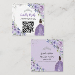Cartão De Informações Lilac Floral Puro Quinceañera Código QR
