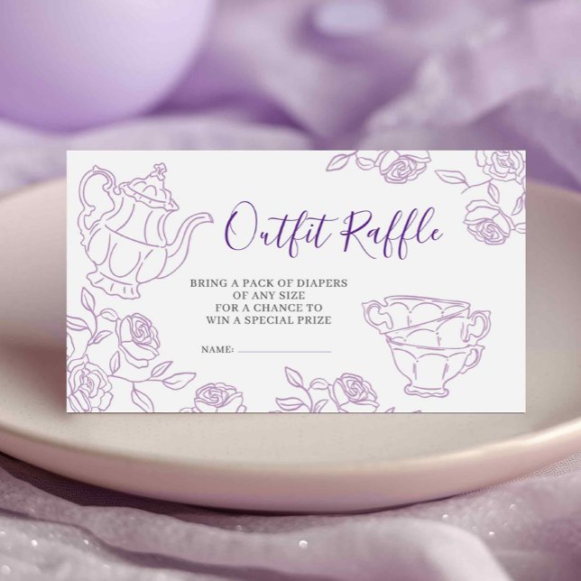Cartão De Informações Lilac Toile Tea Party Outfit Raffle (Criador carregado)